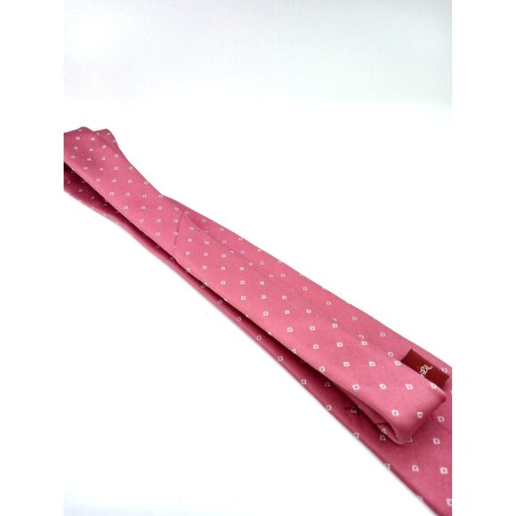 Oscar De La Renta Mens Red Burgundy Tie With Square Pattern Vintage Classic Wear - Picture 9 of 16